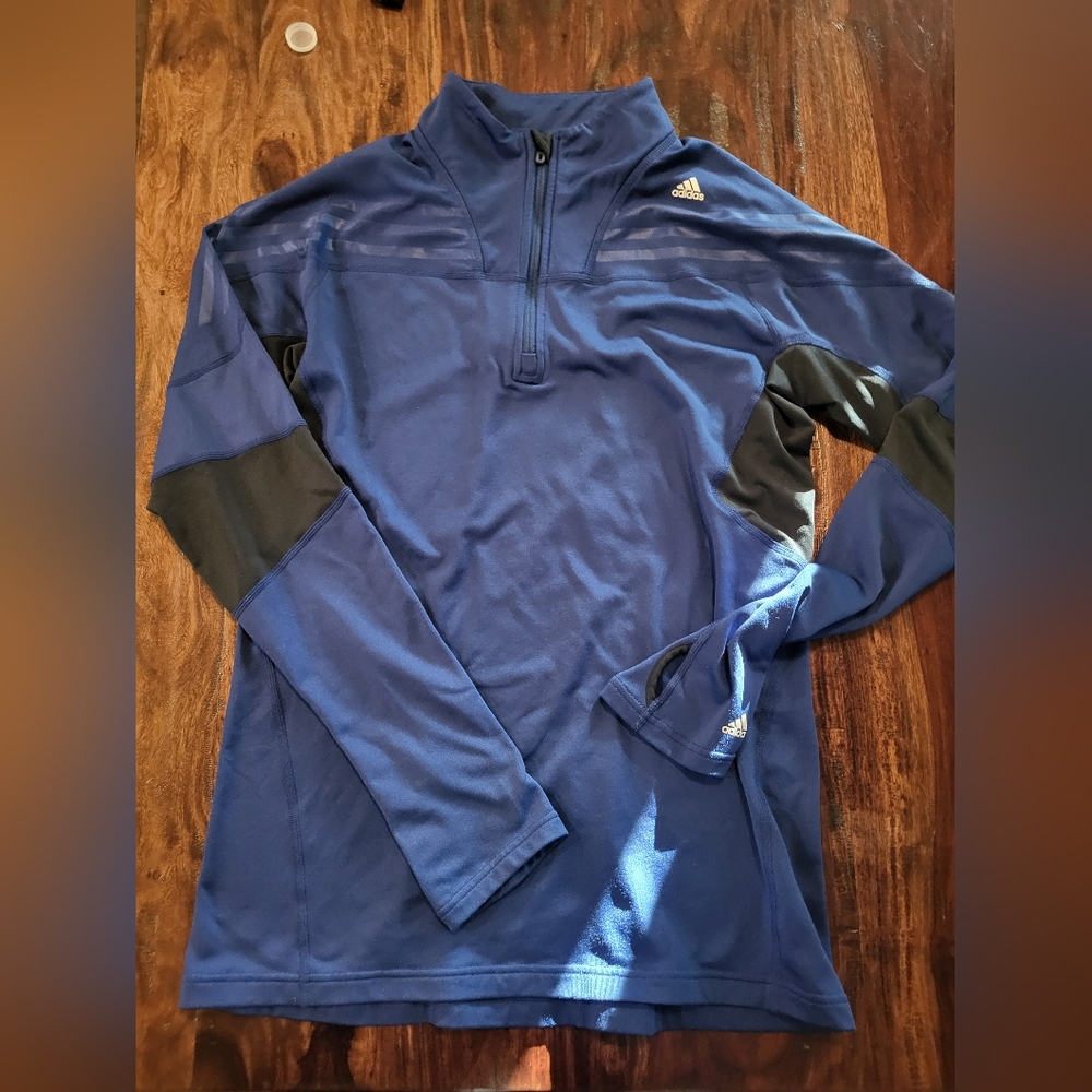 ADIDAS CLIMAWARM LONG-SLEEVED 1/4 ZIP PULLOVER BLUE EXCELLENT CONDITION
